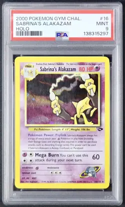 Pokemon Sabrina’s Alakazam 16/132 PSA 9 Holo Gym Challenge WOTC 2000 - Image 1