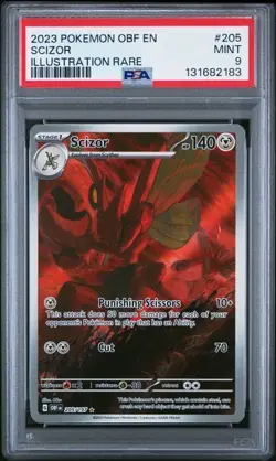 2023 POKEMON OBF EN-OBSIDIAN FLAMES ILLUSTRATION RARE #205 SCIZOR PSA 9 - Image 1