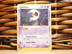Pokemon LUNATONE 8/100 HOLO RARE | D Damaged | EX Sandstorm | 2003 - Image 1