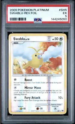 Pokemon Platinum Swablu (Shiny) SH5-12 Reverse Holo Shiny Holo Rare 2009 PSA 5 - Image 1
