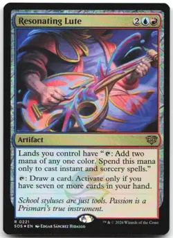 Resonating Lute 221 Rare Secrets of Strixhaven Magic: The Gathering Foil NM - Image 1