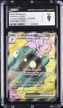 Iono's Bellibolt ex Pokemon 2025 Journey Together 172/159 Ultra Rare Holo CGC 9 - Image 1