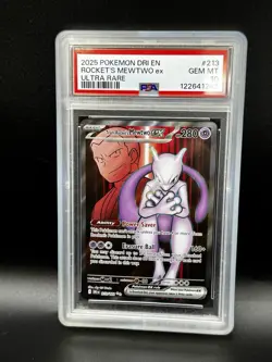 2025 Pokemon Destined Rivals Team Rocket's Mewtwo ex #213/182 PSA 10 GEM MINT - Image 1