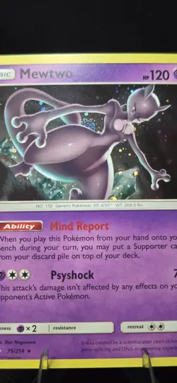 Pokemon Cracked Ice Mewtwo 75/214 Sun & Moon Unbroken Bonds Holo Rare 2019 - Image 2
