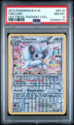 2013 POKEMON B&W LEGEND TREASURES RADIANT COLL #RC19 CINCCINO PSA 8 - Image 1