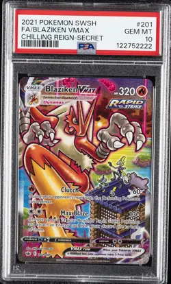 2021 POKEMON SWORD & SHIELD CHILLING REIGN SECRET FULL ART/BLAZIKEN VMAX PSA 10 - Image 1