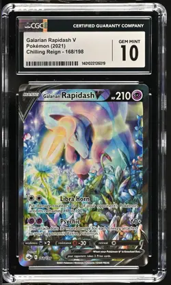 2021 Pokemon Chilling Reign Galarian Rapidash V #168/198 CGC 10 - Image 1