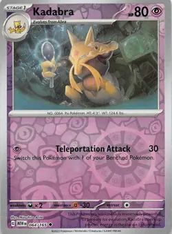 Kadabra 064/165 Uncommon 151 Pokemon Reverse Holo Near Mint - Image 1