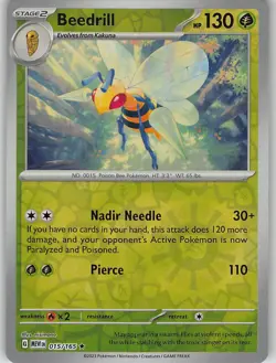 Beedrill 015/165 Rare 151 Pokemon Reverse Holo Near Mint - Image 1