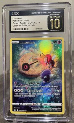 Pokemon Lunatone Crown Zenith Galarian Gallery Full Art #GG11 CGC 10 Pristine - Image 1