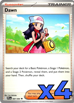 4x Dawn 087/094 Me02: Phantasmal Flames PLAYSET x4 - Pokemon TCG - NM - Image 1