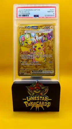2024 POKEMON SSP EN-SURGING SPARKS HYPER RARE #247 PIKACHU EX PSA 8 #247 - Image 1