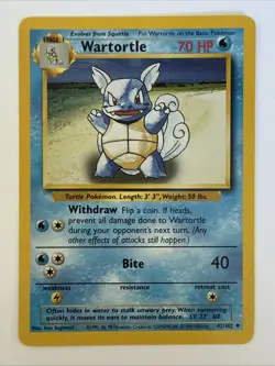 Pokemon Wartortle Card Unlimited Regular Base Set 042/102 NM - Image 1
