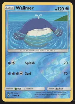 SM - Guardians Rising Wailmer #29/145 Reverse Holo Pokemon Card - Image 1