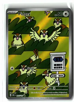 Pidgey ⭐ 207/197 Holo Illustration Rare Obsidian Flames 2023 Pokemon NM - Image 1