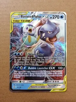 Blastoise & Piplup GX 38/236 Sm-Cosmic Eclipse Holo Pokemon NM Near Mint - Image 1
