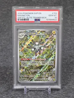 2024 POKEMON SURGING SPARKS POKEMON CENTER ETB PROMO SVP #159 MAGNETON PSA 10 - Image 1