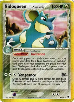 Pokemon TCG Nidoqueen (Delta Species) 7/101 Dragon Frontiers Holo MP/HP - Image 1