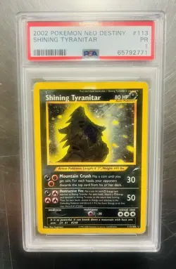 2002 Pokemon Shining Tyranitar Neo Destiny Holo 113/105 PSA 1 - Image 1
