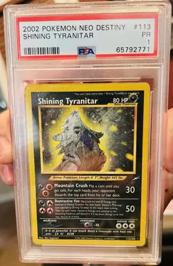 2002 Pokemon Shining Tyranitar Neo Destiny Holo 113/105 PSA 1 - Image 2