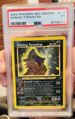 2002 Pokemon Shining Tyranitar Neo Destiny Holo 113/105 PSA 1 - Image 4