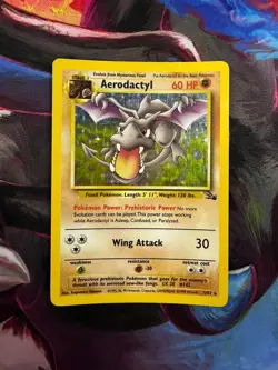Pokemon TCG Aerodactyl Fossil 1/62 Holo Unlimited Holo Rare HP/DMG - Image 1