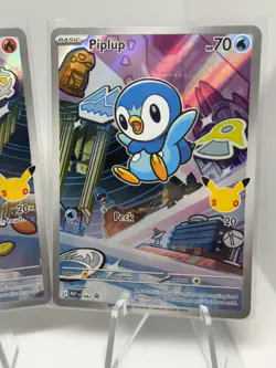 First Partner illustration Set Full Art Holo Piplup Turtwig Chimchar Pokemon NM - Image 4