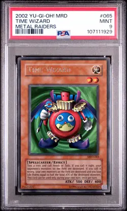 2002 Yu-Gi-Oh Time Wizard Metal Raiders MRD-065 PSA 9 - Image 2