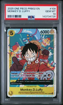 PSA 10 2025 One Piece Prb02-Premium Booster The Best- Vol.2 #109 Monkey D. Luffy - Image 1
