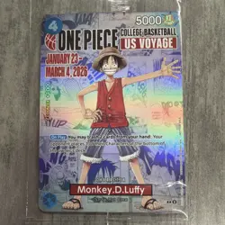One Piece Monkey D. Luffy US College Basketball Promo Card Collectible - Image 1