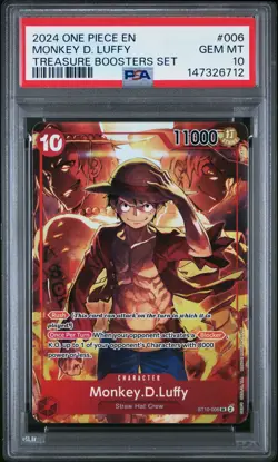 2024 ONE PIECE PROMOS TREASURE BOOSTERS SET #006 MONKEY D. LUFFY PSA 10 - Image 1
