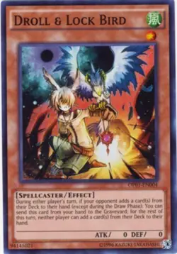 Yugioh! LP Droll & Lock Bird - OP01-EN004 - Super Rare - Unlimited Edition Light - Image 1