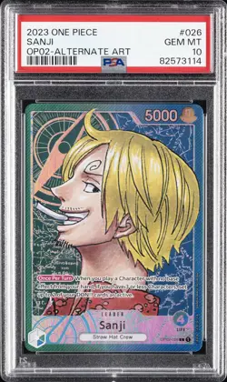 2023 ONE PIECE OP02-PARAMOUNT WAR ALTERNATE ART #026 SANJI PSA 10 - Image 1