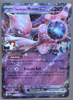 Team Rocket’s Mewtwo ex STAMPED Play! Pokemon Prize Pack Series 8 Promo Card NM - Image 1