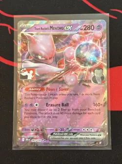Team Rocket’s Mewtwo ex STAMPED Play! Pokemon Prize Pack Series 8 Promo Card NM - Image 2