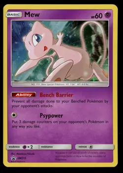 Pokemon Mew SM215 Sun & Moon Hidden Fates Pin Collection Promo Card DENT - Image 1