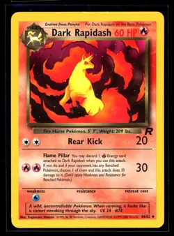 2000 Team Rocket Dark Rapidash #44 Non Holo Pokemon Card - Image 1