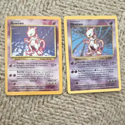 Pokemon Shadowless & Base Set Mewtwo Holo Lot of 2 Cards Vintage 1999 Wizards - Image 1