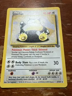 Pokemon Snorlax Rare 27/64 Jungle 90 HP Basic Unlimited Regular English - Image 1