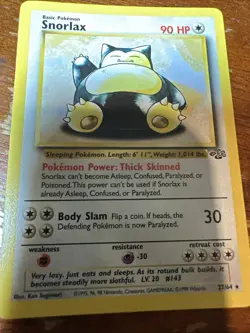 Pokemon Snorlax Rare 27/64 Jungle 90 HP Basic Unlimited Regular English - Image 4