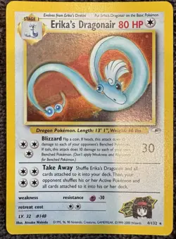 Wizards Pokemon TCG Erika's Dragonair Gym Heroes Holo Rare 4/132 Eng 2000 80HP - Image 1