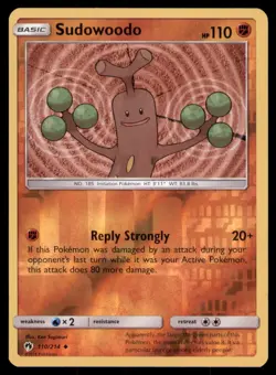Sudowoodo 110/214 Uncommon Lost Thunder Pokemon TCG Reverse Holo NM - Image 1