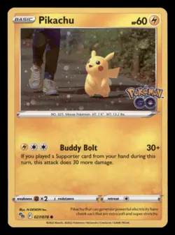 Pikachu 027/078 Cosmo Holo Common Pokemon GO Pokemon TCG NM - Image 1