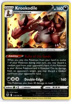 Krookodile 113/195 Holo Pokemon SWSH12: Silver Tempest LP - Image 1