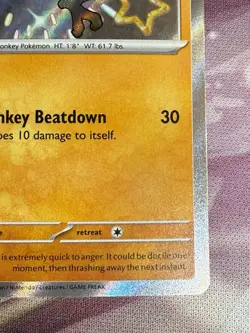 Pokemon 2024 Mankey #169/091 SV Paldean Fates Shiny Holo Rare Mint Condition - Image 2