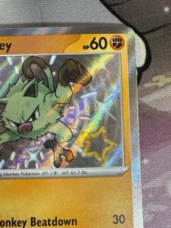 Pokemon 2024 Mankey #169/091 SV Paldean Fates Shiny Holo Rare Mint Condition - Image 5