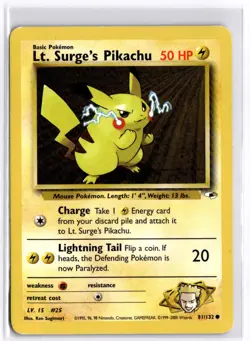 Lt. Surge's Pikachu 081/132 Pokemon Gym Heroes MP - Image 1