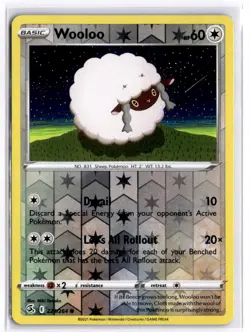 Wooloo (221) 221/264 Reverse Holo Pokemon SWSH08: Fusion Strike NM - Image 1