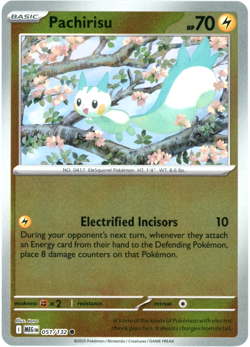 Pachirisu (Reverse Holo) 051/132 - Mega Evolution - Pokemon - NM/M English - Image 1