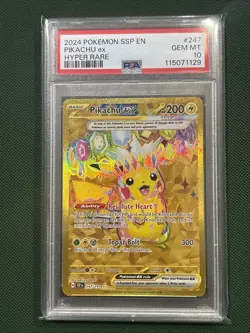 2024 Pokemon SV Surging Sparks SSP EN Pikachu Ex #247/191 PSA 10 - Image 1